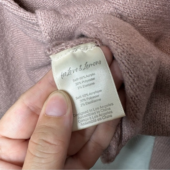 For Love And Lemons Mila Twist Front Crop Sweater In Dusty Rose - Picture 7 of 8